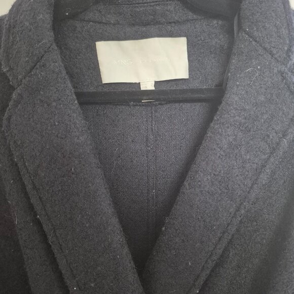 Wool Navy Wrap Coat with Belt - Picture 2 of 4